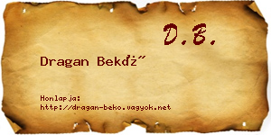 Dragan Bekő névjegykártya